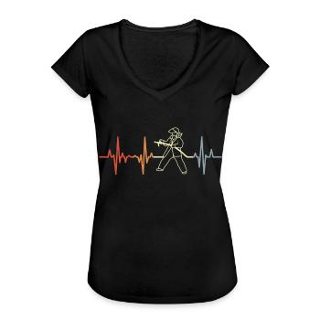 Feuerwehr Herzschlag - Frauen Vintage T-Shirt - Schwarz - Vorne - Danielle (179cm)