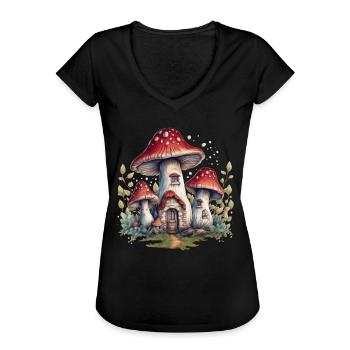 Aesthetic Cottagecore Goblincore, Fliegenpilz Pilz - Frauen Vintage T-Shirt - Schwarz - Vorne