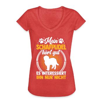 Mein Schafpudel hört gut Hütepudel - Frauen Vintage T-Shirt - Rot meliert - Vorne - Danielle (179cm)