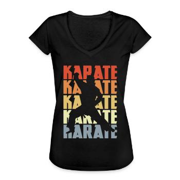 Retro Karate - Frauen Vintage T-Shirt - Schwarz - Vorne - Danielle (179cm)