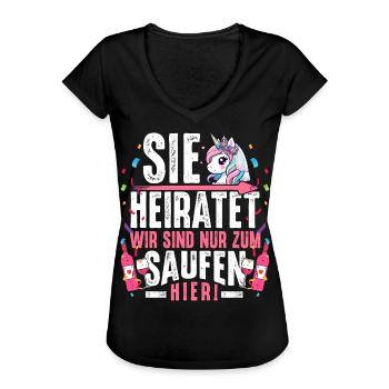 Junggesellinnenabschied T-Shirt JGA Frauen poltern - Frauen Vintage T-Shirt - Schwarz - Vorne - Danielle (179cm)