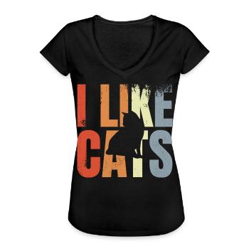 Katzenliebhaber - Frauen Vintage T-Shirt - Schwarz - Vorne