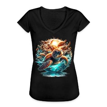 Schildkröten Welt Wunder Schildkröte Geschenk - Frauen Vintage T-Shirt - Schwarz - Vorne - Danielle (179cm)