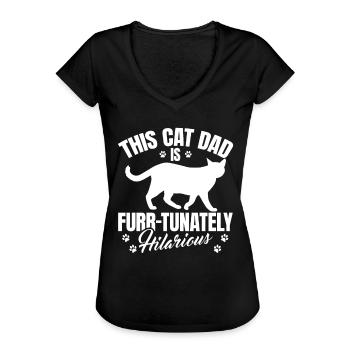 Katzenpapa - Frauen Vintage T-Shirt - Schwarz - Vorne - Danielle (179cm)