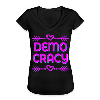 DÉMOCRATIE LIBERTÉ INCLUSION - T-shirt vintage Femme - noir - Devant - Danielle (179cm)