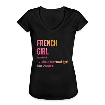 Frankreich - Frauen Vintage T-Shirt - Schwarz - Vorne - Danielle (179cm)