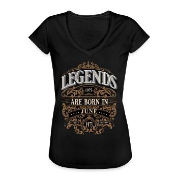 1973 Juni Geboren Geburtstag Geburtsjahr - Frauen Vintage T-Shirt - Schwarz - Vorne - Danielle (179cm)