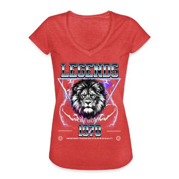 1978 Anniversaire de naissance du Lion - T-shirt vintage Femme - rouge chiné - Devant - Danielle (179cm)