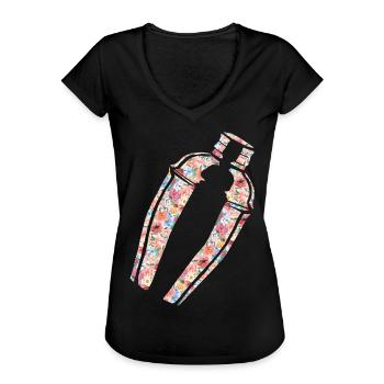 Bartender Mixologist Floral - Frauen Vintage T-Shirt - Schwarz - Vorne - Danielle (179cm)