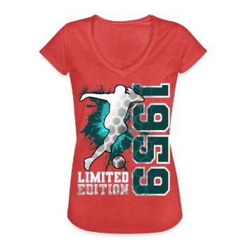 1959 Geboren Fußball Limited Edition Geburtstag - Frauen Vintage T-Shirt - Rot meliert - Vorne - Danielle (179cm)