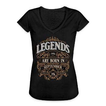 1956 September Geboren Geburtstag Geburtsjahr - Frauen Vintage T-Shirt - Schwarz - Vorne