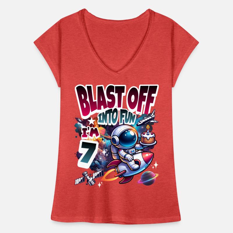 Astronaut 7th Birthday Space Women's Vintage T-Shirt