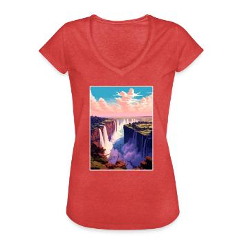Tanzanie Affiche de voyage Souvenir Carte Postale Peinture - T-shirt vintage Femme - rouge chiné - Devant - Danielle (179cm)