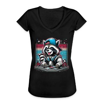 Wachbär DJ DJane Geschenk - Frauen Vintage T-Shirt - Schwarz - Vorne - Danielle (179cm)