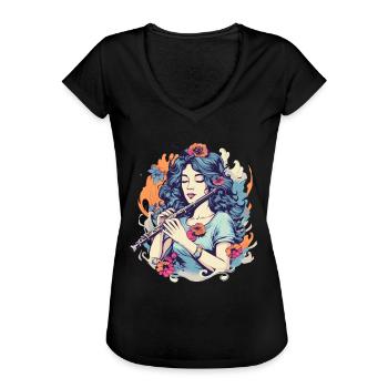 Flûte Fille Graphique - T-shirt vintage Femme - noir - Devant - Danielle (179cm)