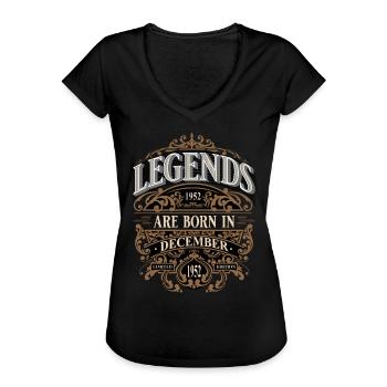 1952 Décembre Naissance Anniversaire Année de naissance - T-shirt vintage Femme - noir - Devant