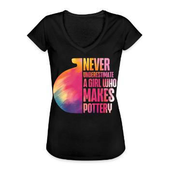 Pottery Ceramics Artist Watercolor - Frauen Vintage T-Shirt - Schwarz - Vorne