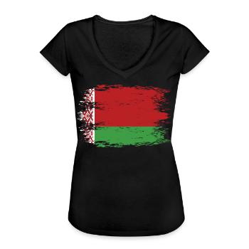 Belarus flag used look - Women's Vintage T-Shirt - black - Front - Danielle (179cm)