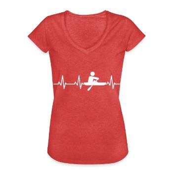 Rowing stick figure heartbeat - Women's Vintage T-Shirt - heather red - Front - Danielle (179cm)