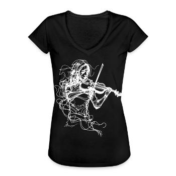 Violinist Line Art - Dame vintage T-shirt - sort - Foran