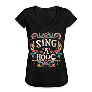 Accro de la chanson - T-shirt vintage Femme - noir - Devant - Danielle (179cm)