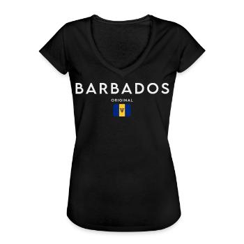 Flagge von Barbados, Barbados-Stolz - Frauen Vintage T-Shirt - Schwarz - Vorne - Danielle (179cm)