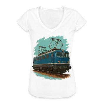 Strom am Stahl – E-Lok Power - Frauen Vintage T-Shirt - Schwarz - Vorne - Danielle (179cm)