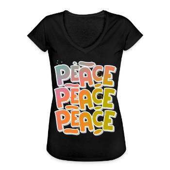 Peace Frieden - Frauen Vintage T-Shirt - Schwarz - Vorne - Danielle (179cm)