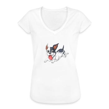 Bouledogue français Humour Citation Toujours être soi-même - T-shirt vintage Femme - noir - Devant - Danielle (179cm)