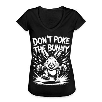 Humorvolles Bunny-Motiv auf Druck - Frauen Vintage T-Shirt - Schwarz - Vorne - Danielle (179cm)