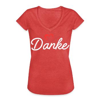 Texte de remerciement - T-shirt vintage Femme - rouge chiné - Devant - Danielle (179cm)