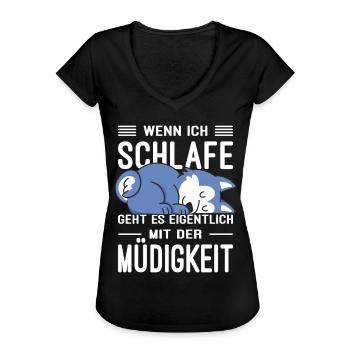 Lustiges Morgenmuffel Geschenk für Hunde Fans - Frauen Vintage T-Shirt - Schwarz - Vorne