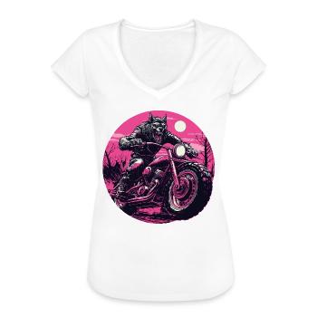 Werwolf auf Motorrad Neonpink - Frauen Vintage T-Shirt - Schwarz - Vorne - Danielle (179cm)