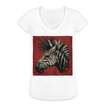 Punkrock Zebra - Frauen Vintage T-Shirt - Schwarz - Vorne - Danielle (179cm)