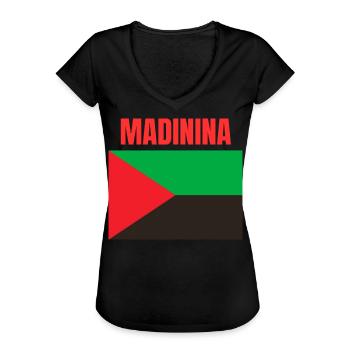 T-shirt Madinina drapeau Martinique - T-shirt vintage Femme - noir - Devant - Danielle (179cm)