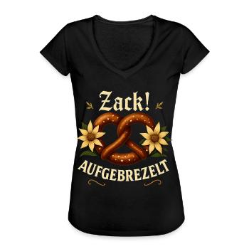 Zack aufgebrezelt Brezel Edelweiß Shirt - Frauen Vintage T-Shirt - Schwarz - Vorne