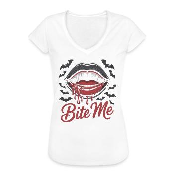 Gruseliges Gothic Vampir T-Shirt für Partys - Frauen Vintage T-Shirt - Schwarz - Vorne - Danielle (179cm)