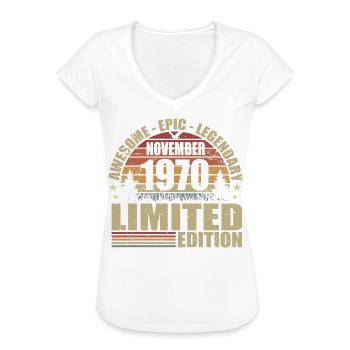 November 1970 Limited Edition Retro November 1970 - Frauen Vintage T-Shirt - Schwarz - Vorne - Danielle (179cm)