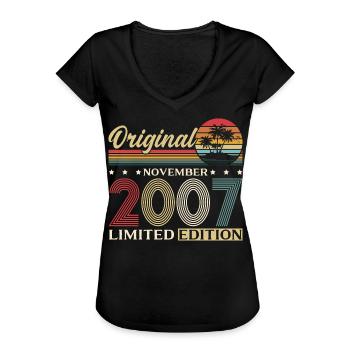 18. Geburtstag Original November Jahrgang 2007  - Frauen Vintage T-Shirt - Schwarz - Vorne - Danielle (179cm)