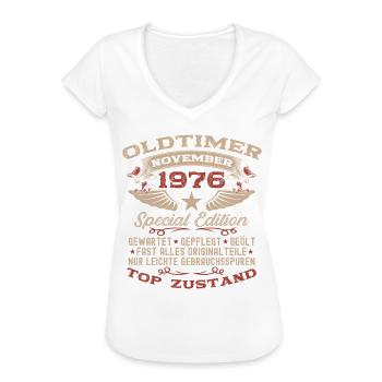 50. Geburtstag Geschenk Oldtimer November 1976 - Frauen Vintage T-Shirt - Schwarz - Vorne - Danielle (179cm)