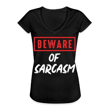 Achtung Sarkasmus - Frauen Vintage T-Shirt - Schwarz - Vorne - Danielle (179cm)