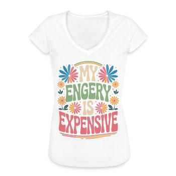 Mon énergie est chère - T-shirt vintage Femme - noir - Devant - Danielle (179cm)