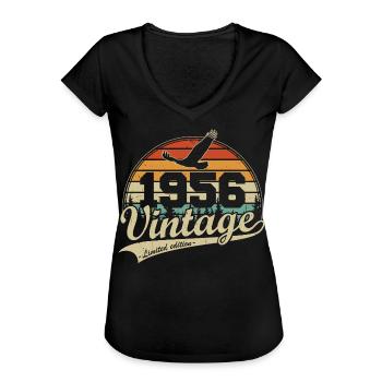 Vintage 1956 Vintage Rétro Cadeau d’anniversaire - T-shirt vintage Femme - noir - Devant - Danielle (179cm)