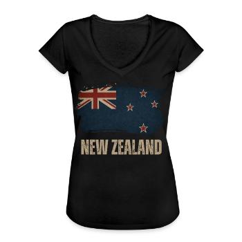 Grunge New Zealand flag - Women's Vintage T-Shirt - black - Front - Danielle (179cm)