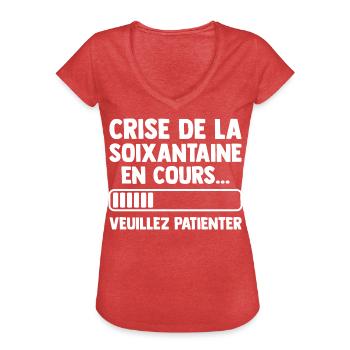 Sixties Crisis Geburtstagsgeschenk Humor - Frauen Vintage T-Shirt - Rot meliert - Vorne - Danielle (179cm)