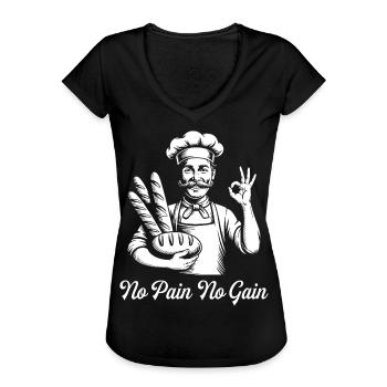 Pain Boulangerie Humour Boulanger - T-shirt vintage Femme - noir - Devant - Danielle (179cm)