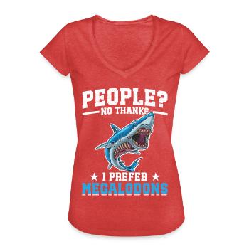Megalodon-Forschungsteam Megalodon-Hai-Liebhaber - Frauen Vintage T-Shirt - Rot meliert - Vorne - Danielle (179cm)