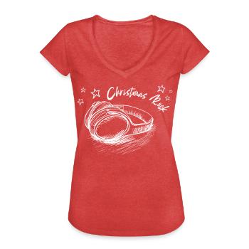 Weihnachten Kopfhörer CHRISTMAS ROCK - Frauen Vintage T-Shirt - Rot meliert - Vorne - Danielle (179cm)