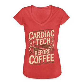 Cardiac Tech Before Coffee Echo Tech Coffee Lover - Frauen Vintage T-Shirt - Rot meliert - Vorne - Danielle (179cm)