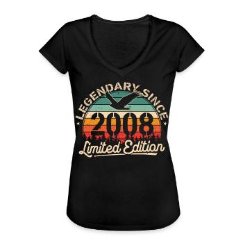2008 Jahrgang Geburtstag Retro Geschenk - T-shirt vintage Femme - noir - Devant - Danielle (179cm)